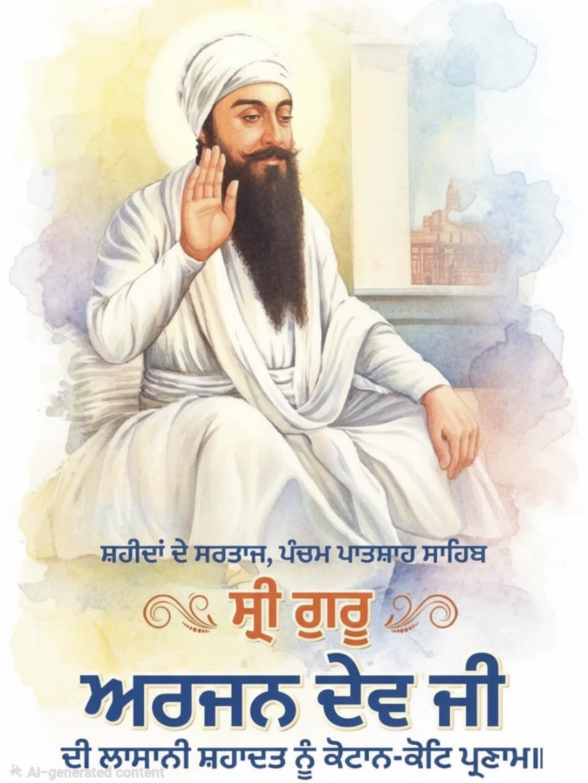 ਸ਼ਹੀਦਾ ਦੇ ਸਰਤਾਜ ਗੁਰੂ ਅਰਜਨ ਦੇਵ ਜੀ ਦੀ ਲਸਾਨੀ ਸ਼ਾਦਤ ਨੂੰ ਪ੍ਰਣਾਮ